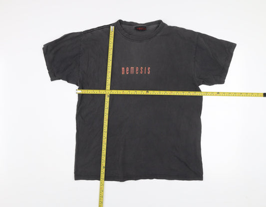 Nemesis Men's Black L Vintage Graphic Crew Neck Cotton T-Shirt