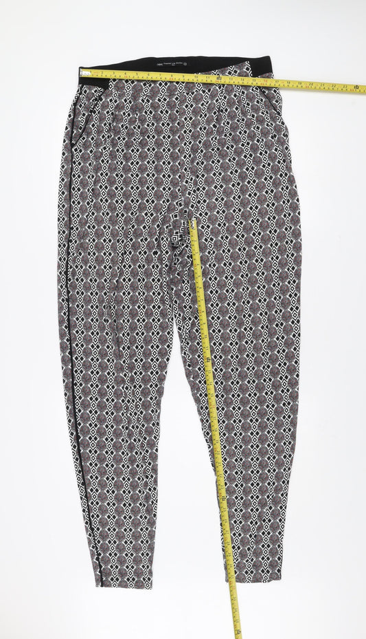 Next Women’s Multicoloured Geometric Tapered Jersey Trousers Size 16