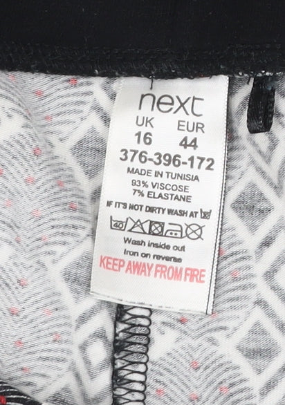 Next Women’s Multicoloured Geometric Tapered Jersey Trousers Size 16