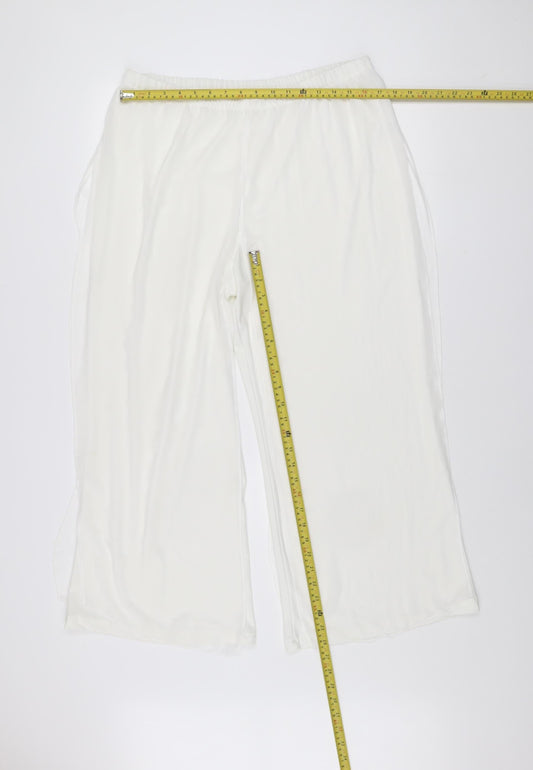 Joanna Hope Women's White Wide-Leg Trousers Size 18 Lightweight Polyester