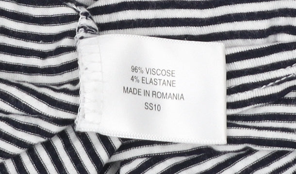 CC Women’s Black White Striped Scoop Neck 3/4 Sleeve Jersey Top M