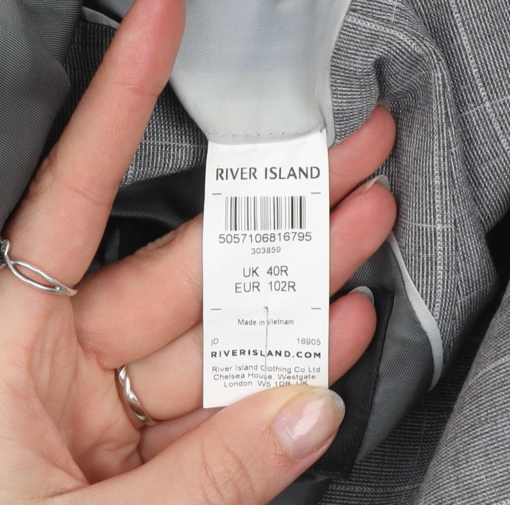 Mens UK Size 40 River Island Regular Grey Suit Jacket