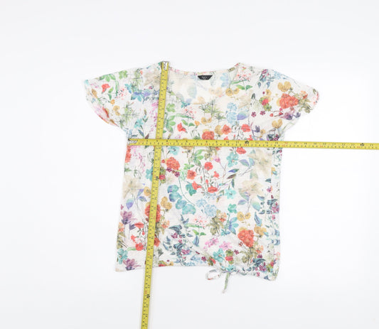 M&Co Women’s Floral Short Sleeve Top Size 8 Polyester Blend