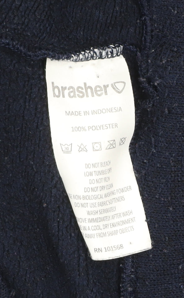 Brasher Mens Blue Fleece 1/4 Zip Pullover Sweatshirt S