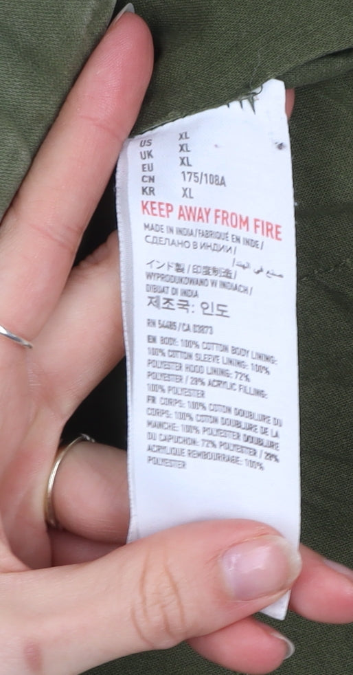 American Eagle Outfitters Men Green XL Hooded Parka Jacket