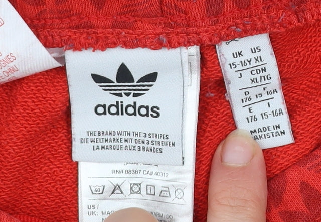 Adidas Boys Red Athletic Jersey Shorts 15-16 Years Casual Sportswear