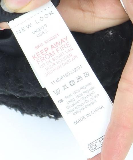 New Look Women's Black Fleece Zip Jacket Size S Casual Winter