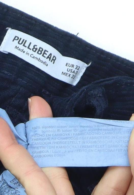 Womens UK Size 4 Pull&Bear Relaxed Fit Casual Blue Trousers