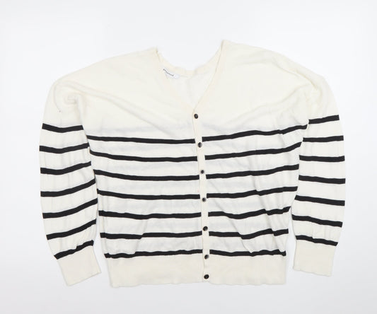 Womens UK Size M Promod White Cardigan Jumper
