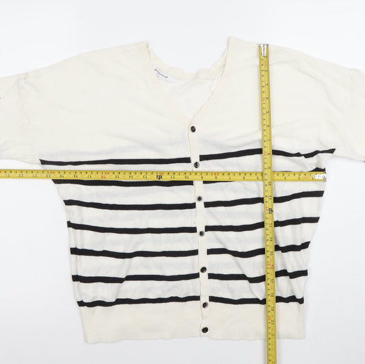 Womens UK Size M Promod White Cardigan Jumper