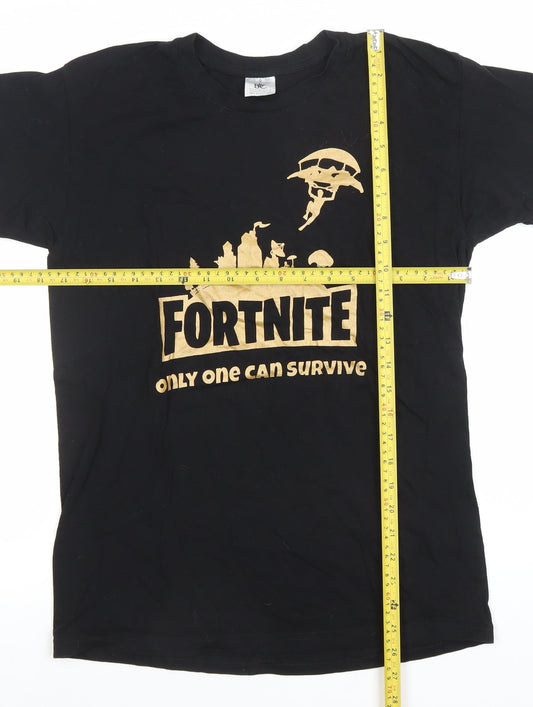 B&C Collection Men's Black Fortnite Graphic Short Sleeve Cotton T-Shirt Size S