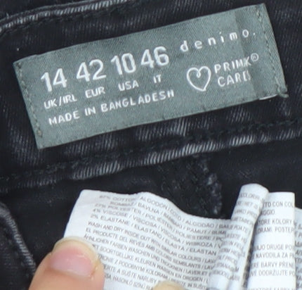 Primark Women’s Black Skinny Denim Jeans Size 14 Mid Rise Stretch
