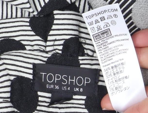 Womens UK Size 8 Topshop Straight & Pencil Jersey Skirt