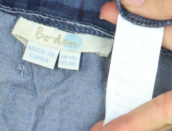 Be Beau Women’s Blue Check Cotton Shirt Dress Size 14