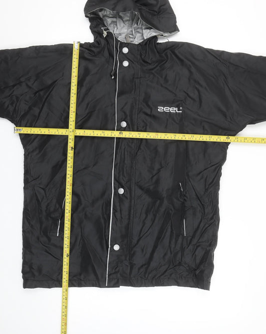 Zeel Mens Black XL Waterproof Hooded Rain Coat Jacket
