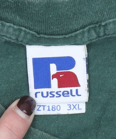 Russell Men’s Green 3XL Beer Graphic T-Shirt Regular Fit Cotton