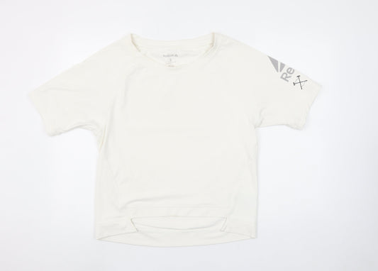 Womens UK Size S Reebok Beige Gym & Training Running & Jogging Yoga T-Shirt