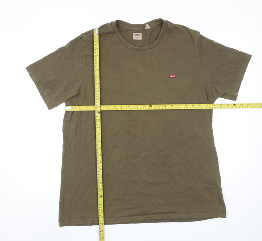 Levi's Men's Khaki Green Crew Neck Cotton T-Shirt XL Classic Fit