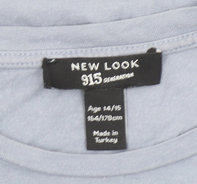 New Look Girls Blue BRKLYN Cropped Graphic T-Shirt Age 14-15 Years
