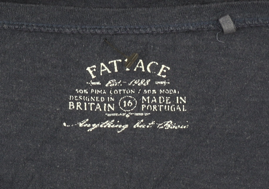 FatFace Women’s Blue 3/4 Sleeve Cotton Modal Basic T-Shirt Size 16