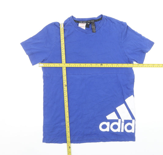 Adidas Boys Blue Logo Short Sleeve Cotton Sports T-Shirt 8-9 Years