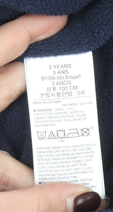 Baby GAP Girls Blue Hooded Puffer Jacket 3 Years Winter Water Resistant Coat