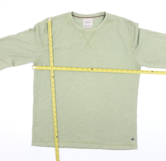 White Stuff Men's Caledon Green Long Sleeve Crew Neck T-Shirt Medium