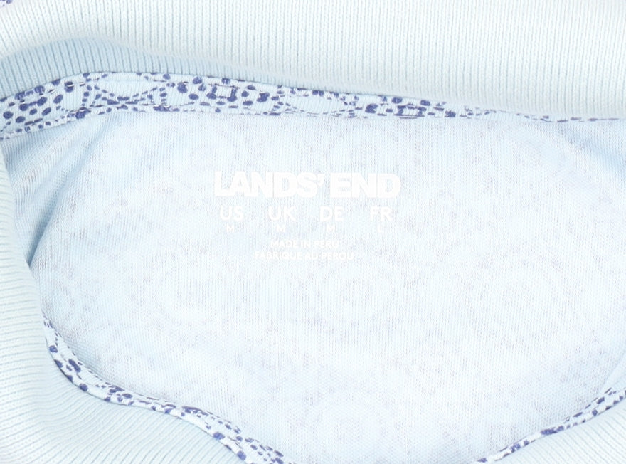 Lands' End Women's Blue Geometric Cotton Polo Shirt Size L
