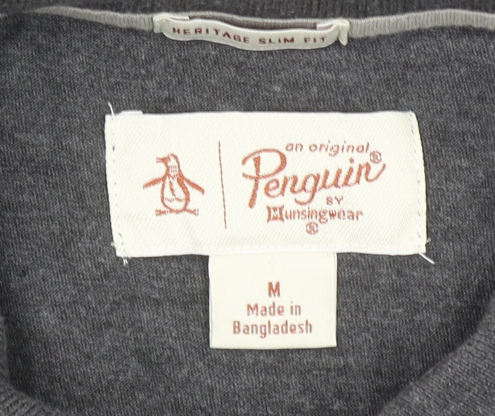 Original Penguin Men's Grey Slim Fit Short Sleeve Polo Shirt M