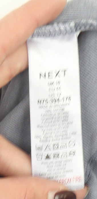 Next Women's Grey V-Neck Long Sleeve Cotton Blend Jersey Top Size 16