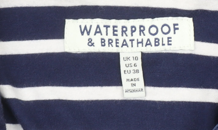 Joules Women's Blue Hooded Waterproof Rain Coat Jacket Size 10