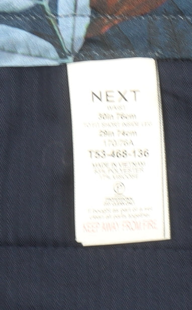 Next Men's Grey Blue Check Trousers 34W 30L Wool Blend Slim Fit