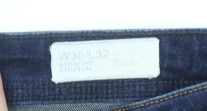 Primark Men's Blue Straight Leg Stretch Jeans Size 36W 32L