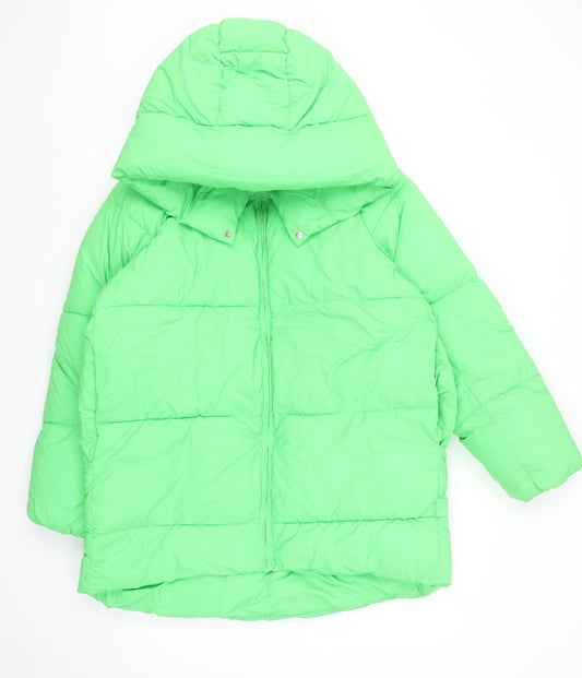 Womens UK Size S Zara Green Puffer Jacket