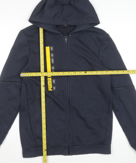 Puma Boys Navy Blue Full Zip Hoodie 15-16 Years Cotton Blend Logo Design