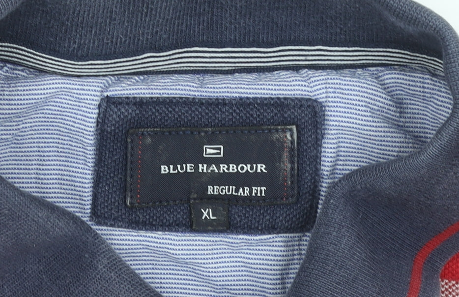 Marks and Spencer Blue Harbour Men's Multicoloured XL Striped Regular Fit Polo Shirt