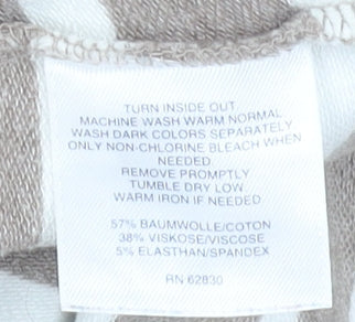 Lands' End Women's Beige Striped Roll Neck Long Sleeve Top Size S