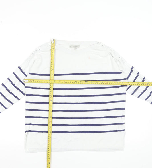 Hobbs Women’s White Navy Striped Cotton Jumper XS