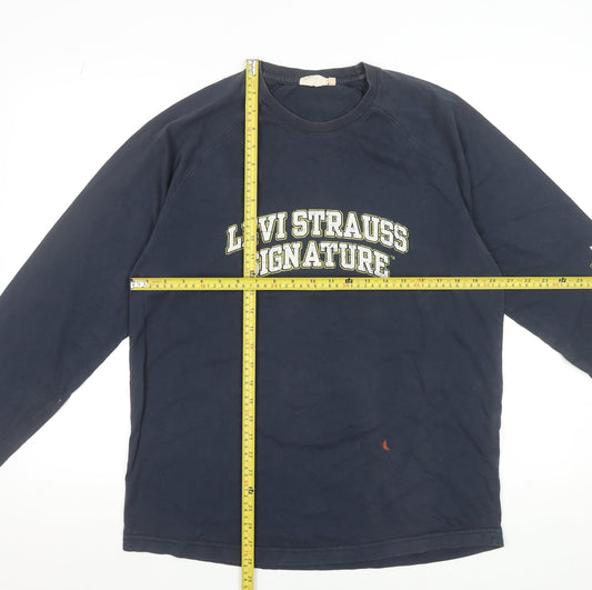 Levi Strauss Signature Men's Navy Long Sleeve T-Shirt L Cotton Casual