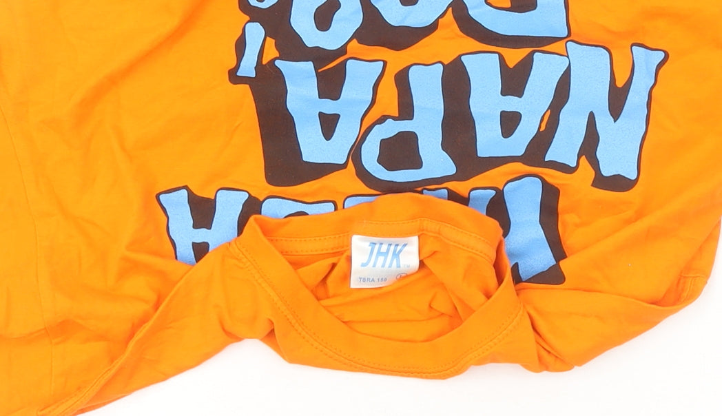 JHK Men's Orange Bedrock Ayia Napa Graphic Cotton T-Shirt M