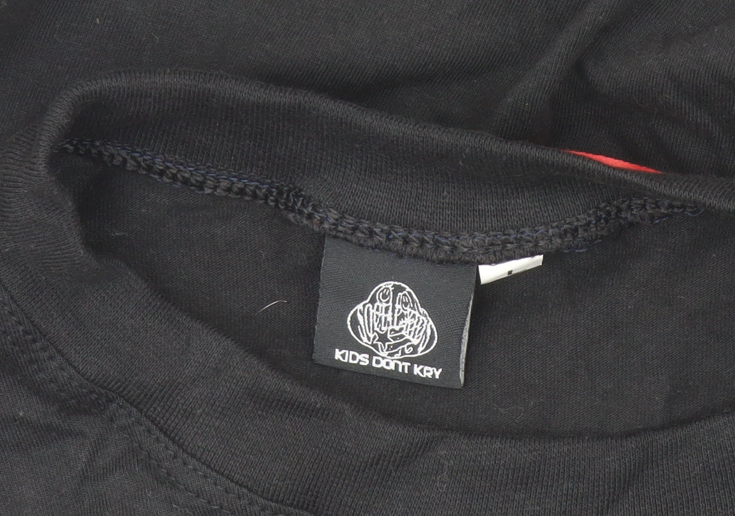 Kids Don't Kry Men's Black Social Kids Graphic Print Cotton T-Shirt M