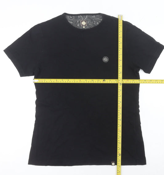 Pretty Green Men's Black Cotton Crew Neck Short Sleeve T-Shirt Size S