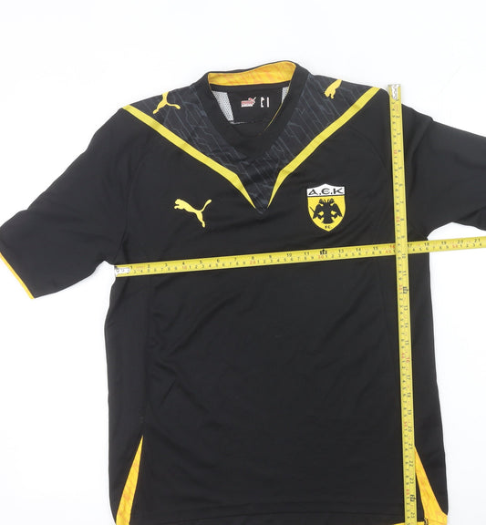 Puma Men’s AEK FC Black Yellow Athletic Football T-Shirt Medium