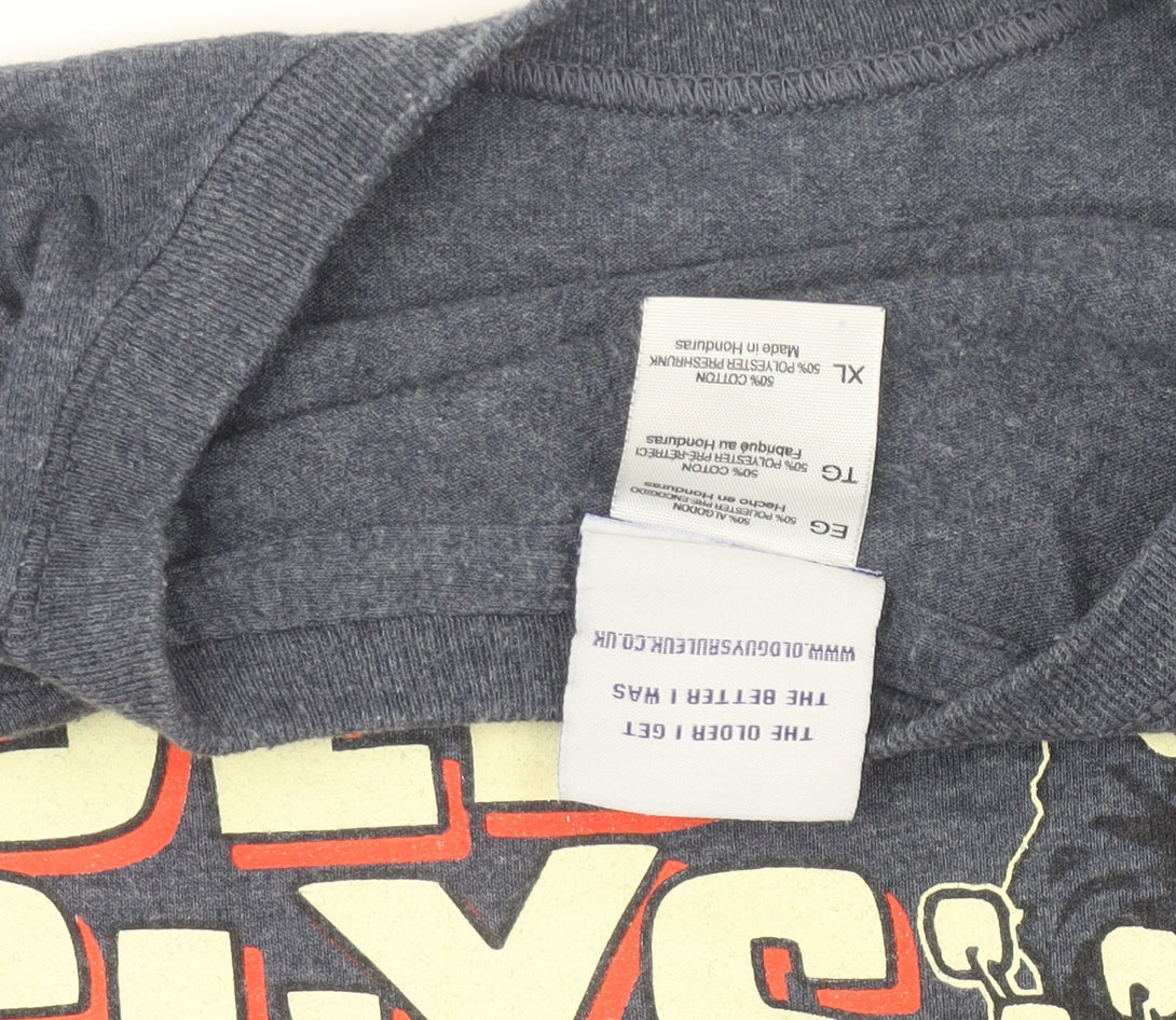 Old Guys Rule Men's Blue XL Graphic Motorcycle T-Shirt