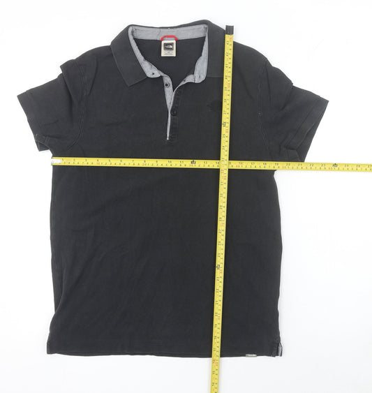 The North Face Men's Black Cotton Polo Shirt Size L Outdoor Casual