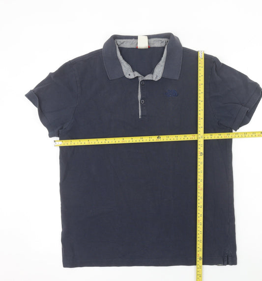 The North Face Men's Blue Cotton Polo Shirt Size L Regular Fit
