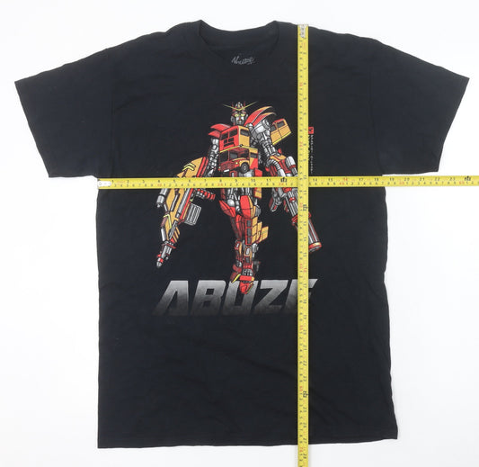 Abuze Men’s Black Gundam Anime Graphic Cotton T-Shirt Size M