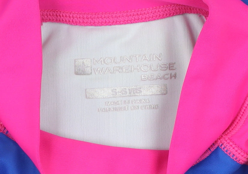 Additional view of Mountain Warehouse girls’ blue & pink sequin seahorse rash guard top 5-6 years