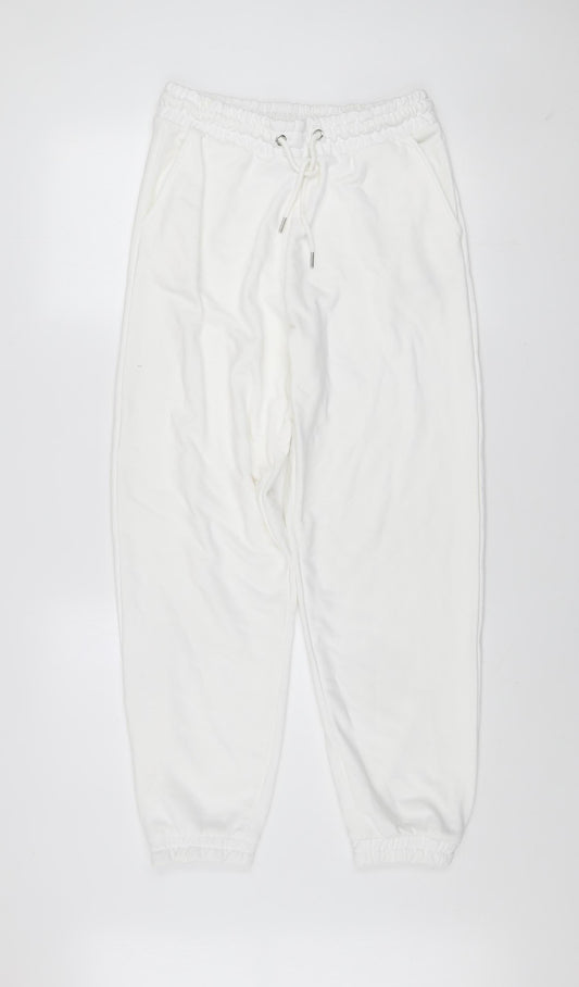 Womens UK Size 14 Stradivarius Relaxed Fit Jogger White Trousers