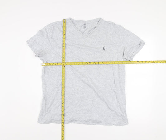 Ralph Lauren Men's Grey V-Neck Cotton T-Shirt Size L